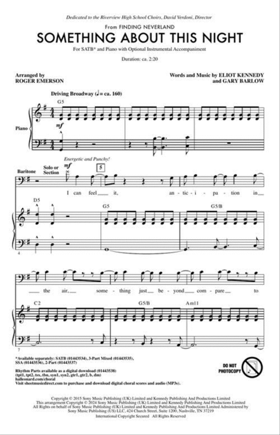 Something About This Night (from Finding Neverland) 4-Part scores gallery preview page 3