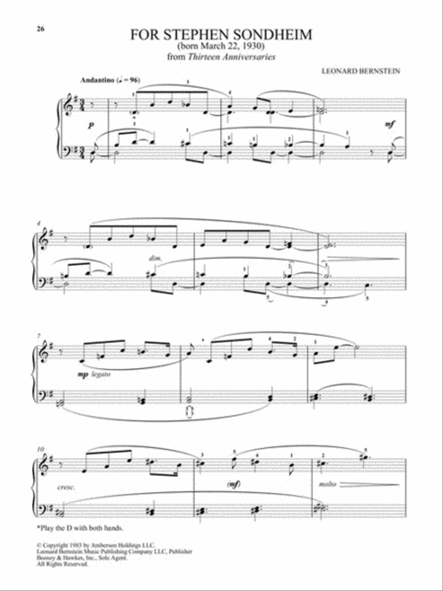 Leonard Bernstein - Selected Anniversaries for Piano Piano Method scores gallery preview page 9