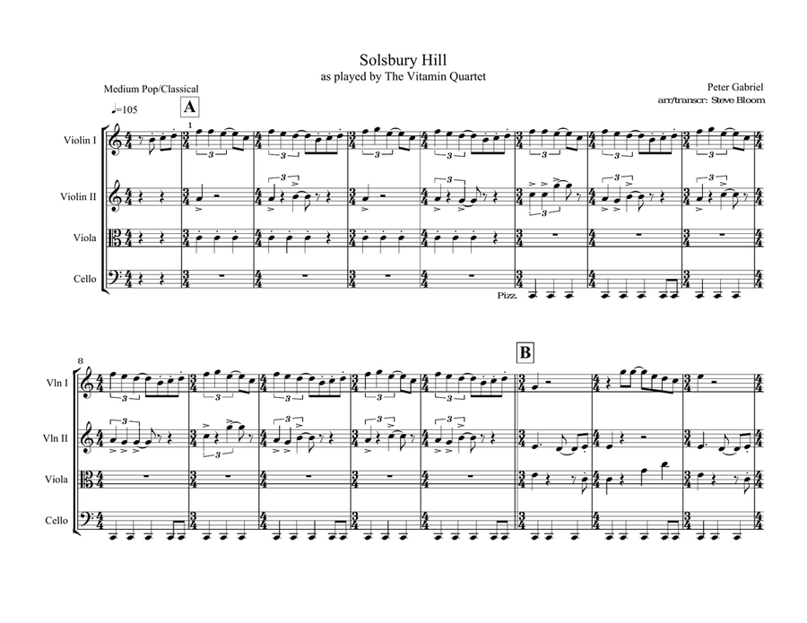 Solsbury Hill String Quartet scores gallery preview page 1