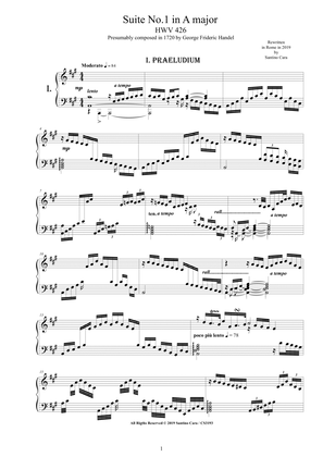 Book cover for Handel - Piano Suite No.1 in A major HWV 426