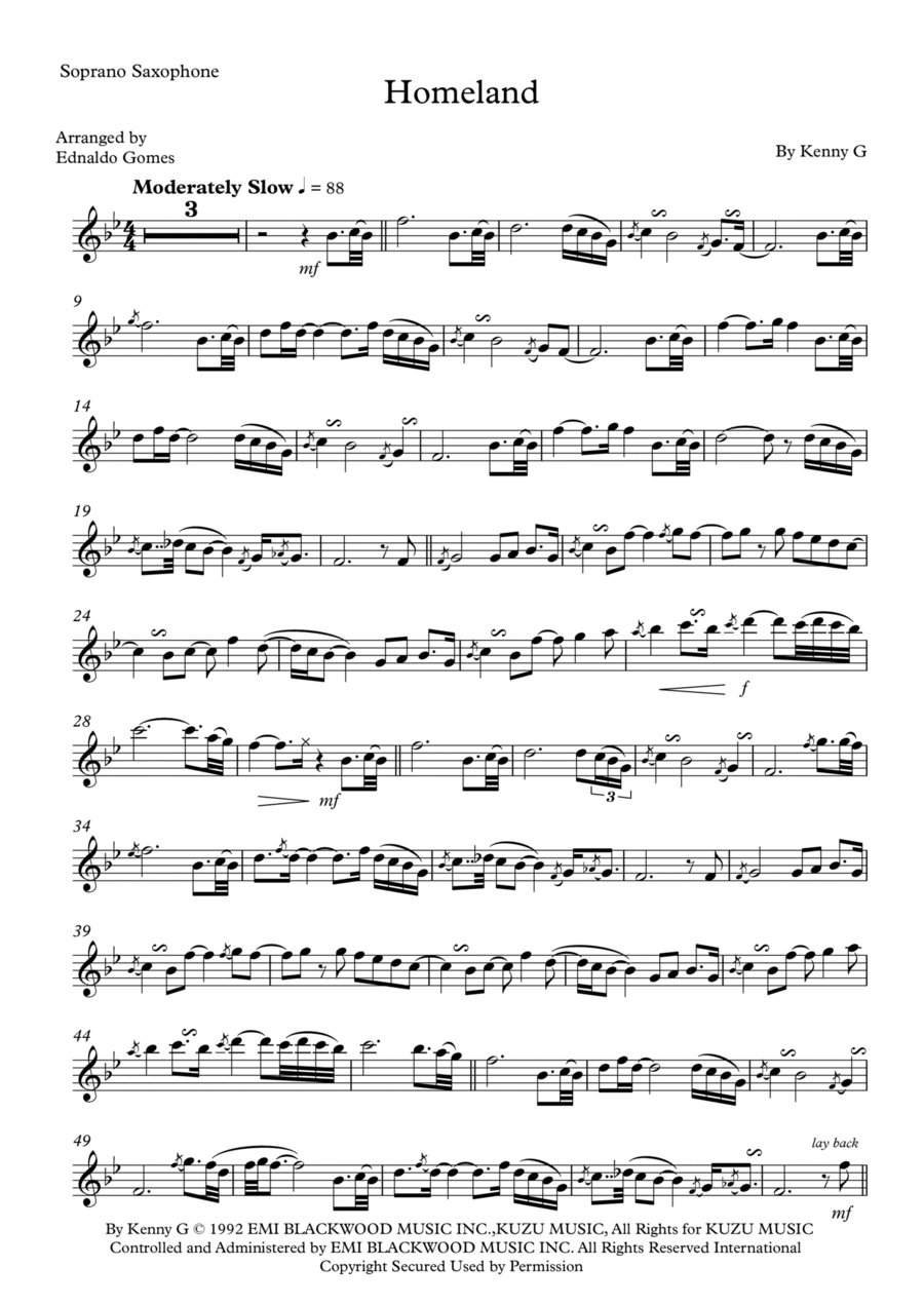 Homeland Soprano Saxophone scores gallery preview page 1