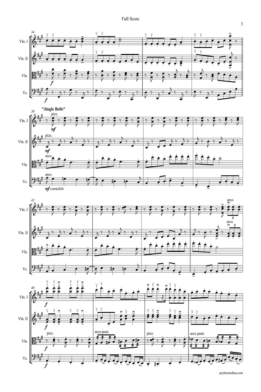 Christmas Medley, for string quartet String Quartet scores gallery preview page 5