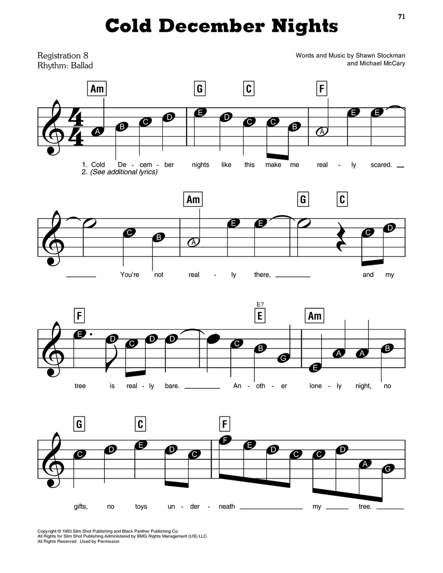 Cold December Nights Cold December Nights Electronic Keyboard scores gallery preview page 1