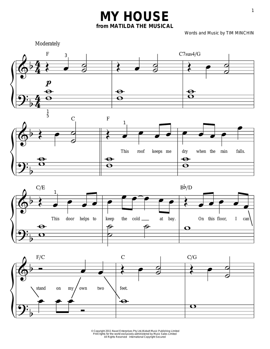 My House My House Easy Piano scores gallery preview page 1
