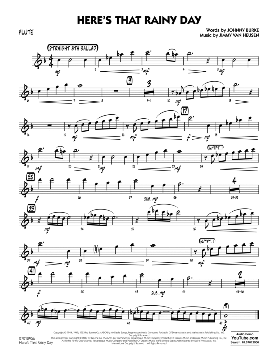 Here's That Rainy Day - Flute Flute scores gallery preview page 1