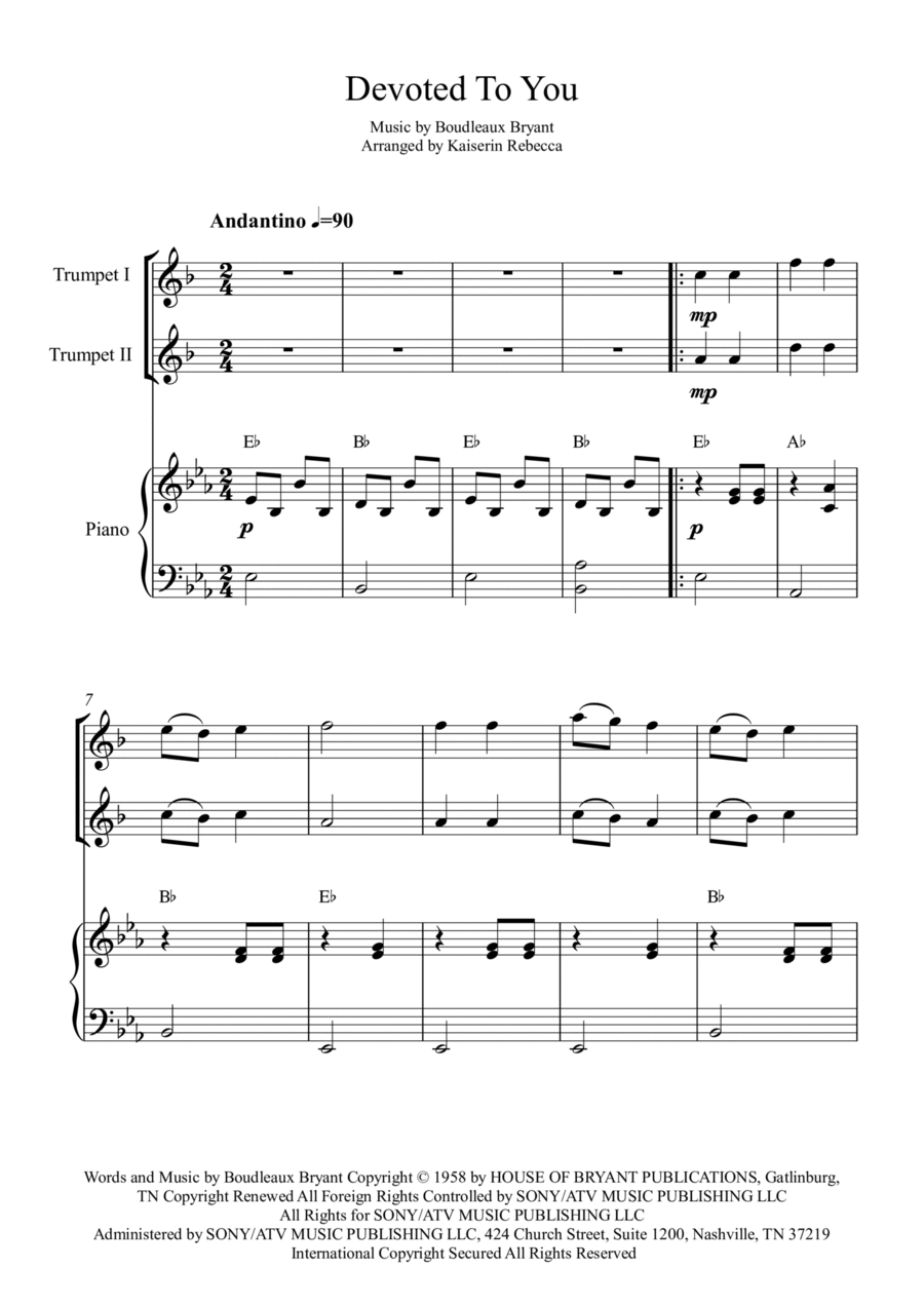 Devoted To You Trumpet Duet scores gallery preview page 1