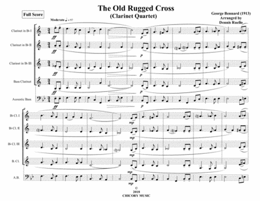 The Old Rugged Cross - Clarinet Quartet - Intermediate image number null