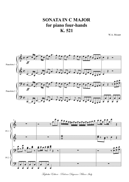 SONATA IN C MAJOR for piano four-hands K. 521 image number null