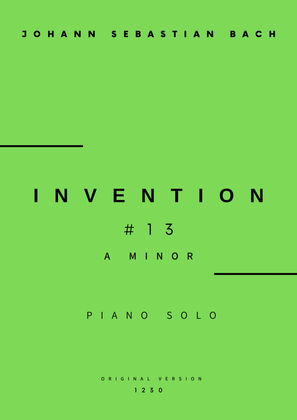 Invention No.13 in A Minor - Piano Solo (Original Version)