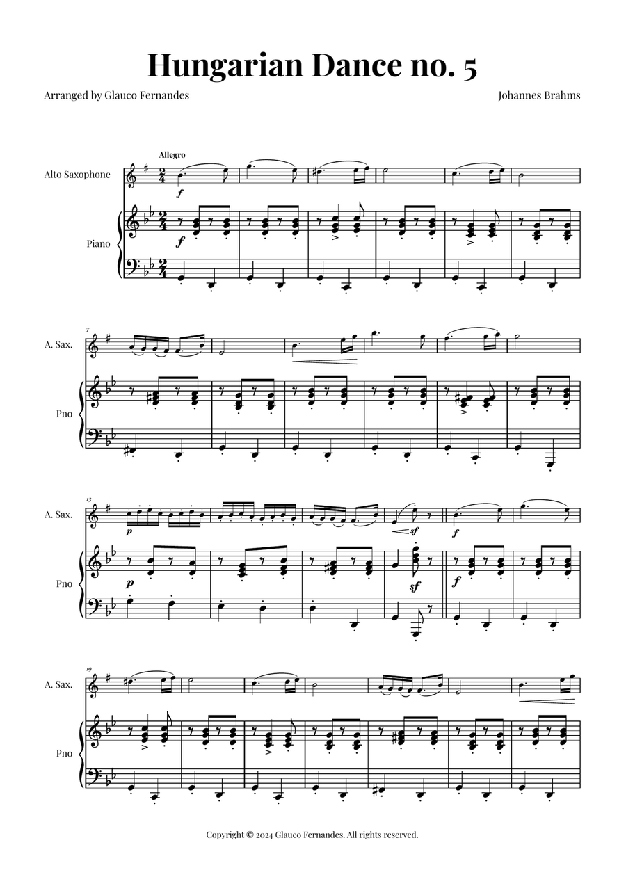 Hungarian Dance No. 5 Chamber Music scores gallery preview page 1