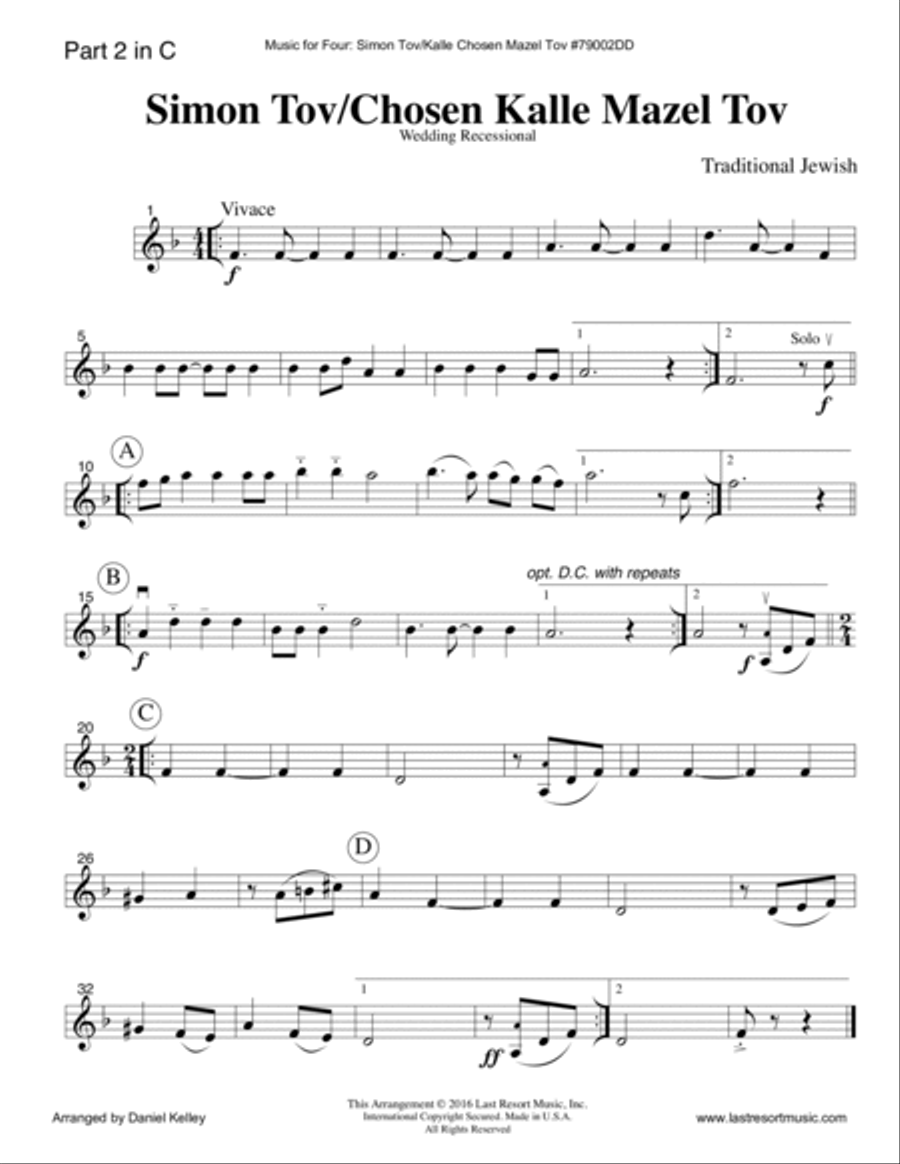 Simon Tov/Kalle Chosen Mazel Tov for String Quartet or Piano Quintet Large Ensemble scores gallery preview page 5