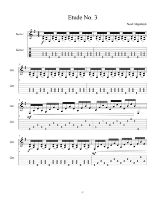 Etude No.3 For Guitar by Neal Fitzpatrick-Tablature Edition