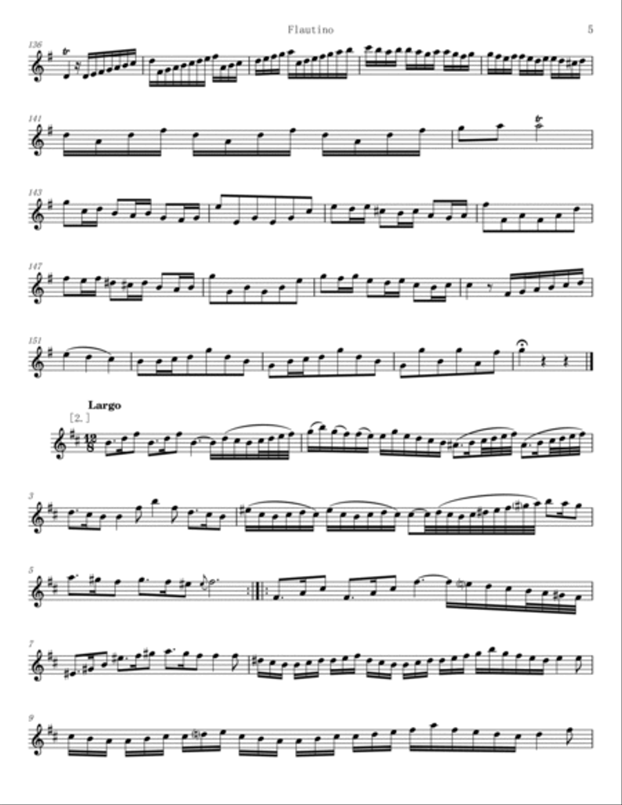 Vivaldi - Flautino Concerto RV 443 - For Flute Solo In G Major - Original Complete Vivaldi - Flautino Concerto RV 443 - For Flute Solo In G Major - Original Complete Flute Solo scores gallery preview page 5