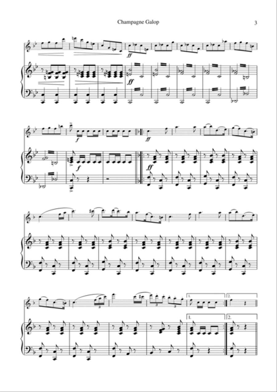 Champagne Galop for flute and piano Flute Solo scores gallery preview page 3