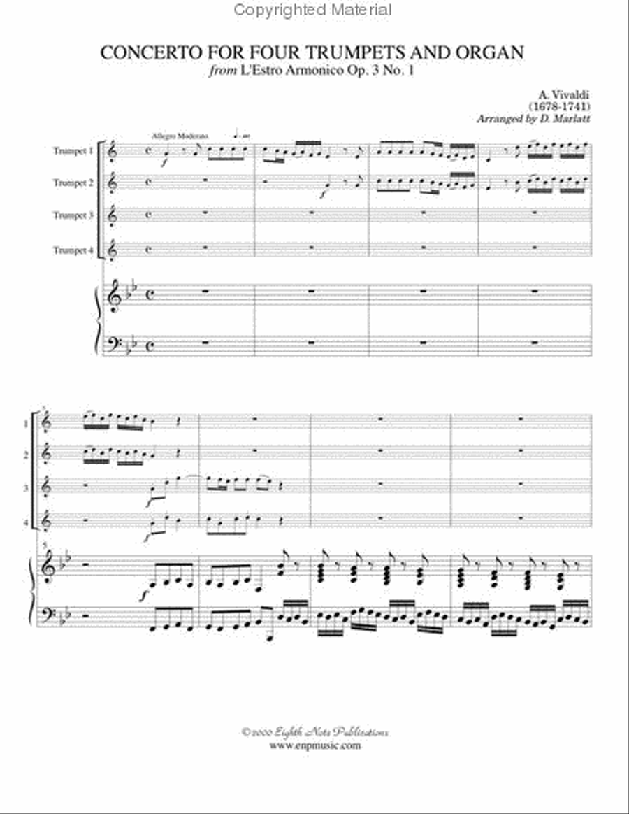 Concerto for 4 Trumpets (Movement I) Small Ensemble scores gallery preview page 2