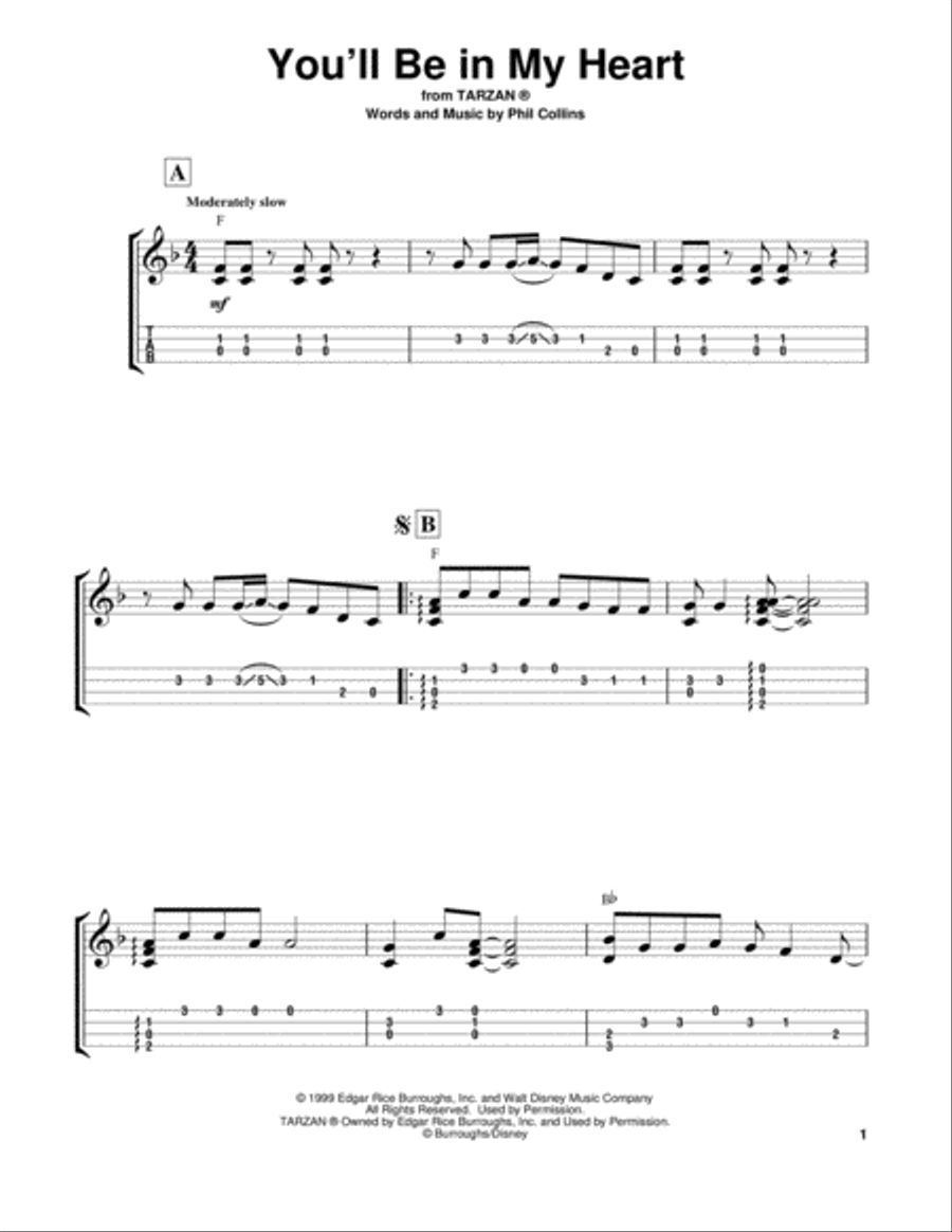 You'll Be In My Heart (from Tarzan) Ukulele scores gallery preview page 1
