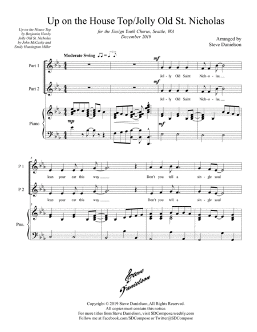 Up On the House Top/Jolly Old St. Nicholas - Two-Part chorus SA scores gallery preview page 2
