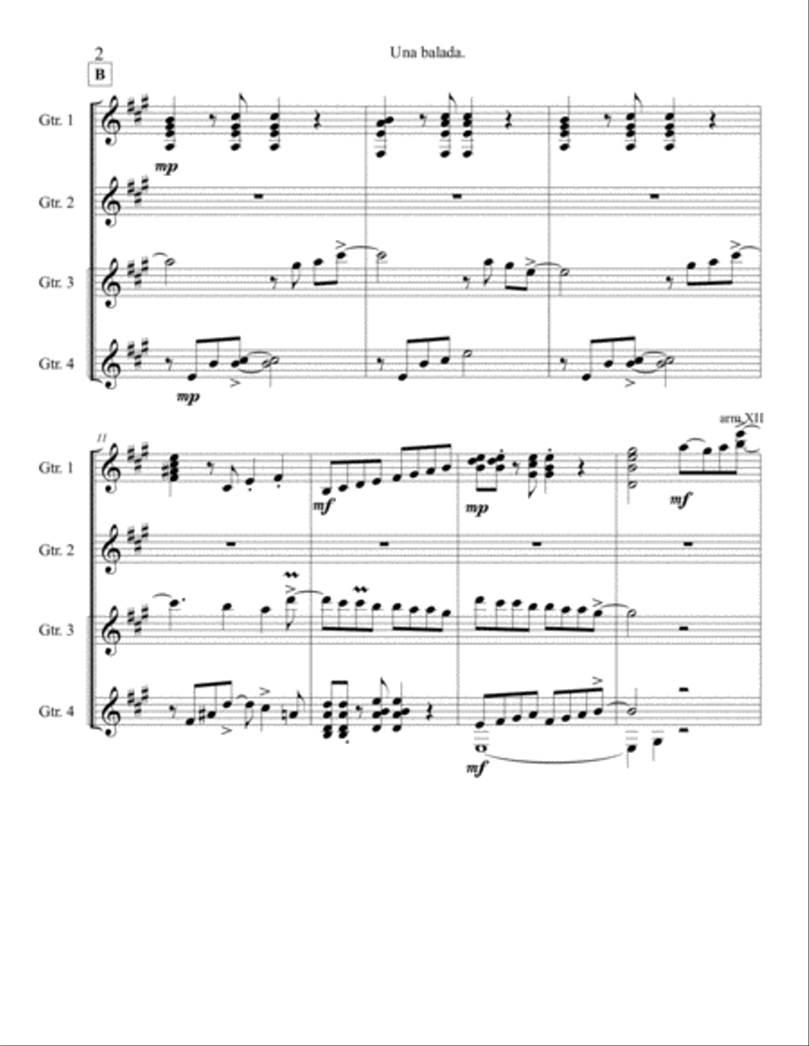 Balad for Tita. Guitar quartet story. Guitar Ensemble scores gallery preview page 4