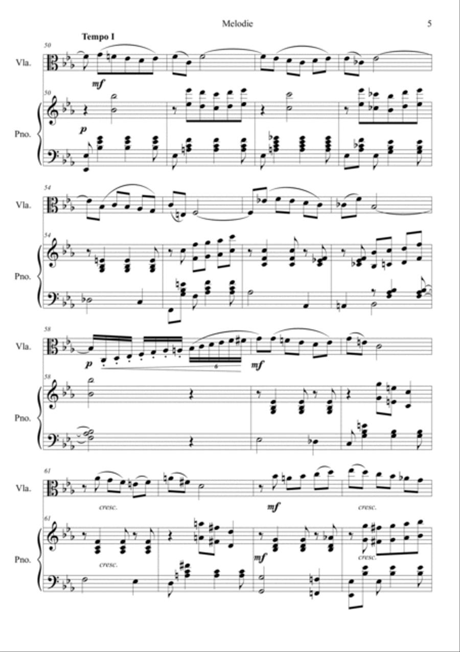 Tchaikovsky: Souvenir d'un lieu cher, Op.42 Melodie Viola scores gallery preview page 5