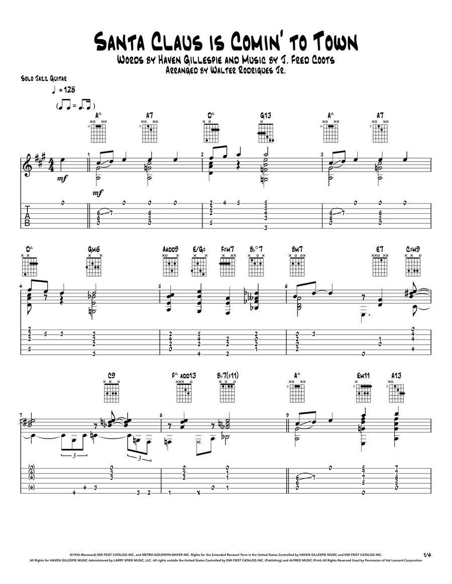 Santa claus is comin deals to town chords