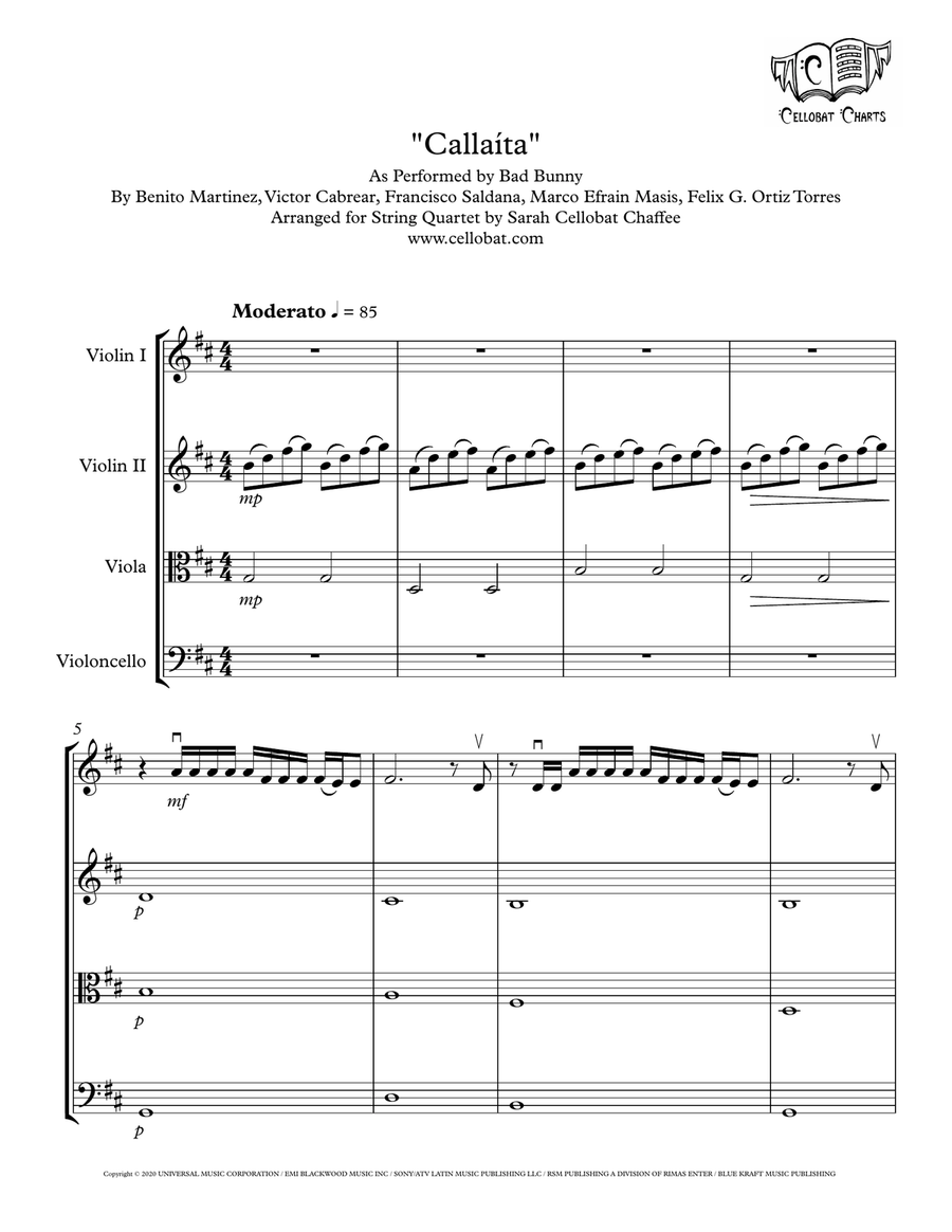 Callaita String Quartet scores gallery preview page 1
