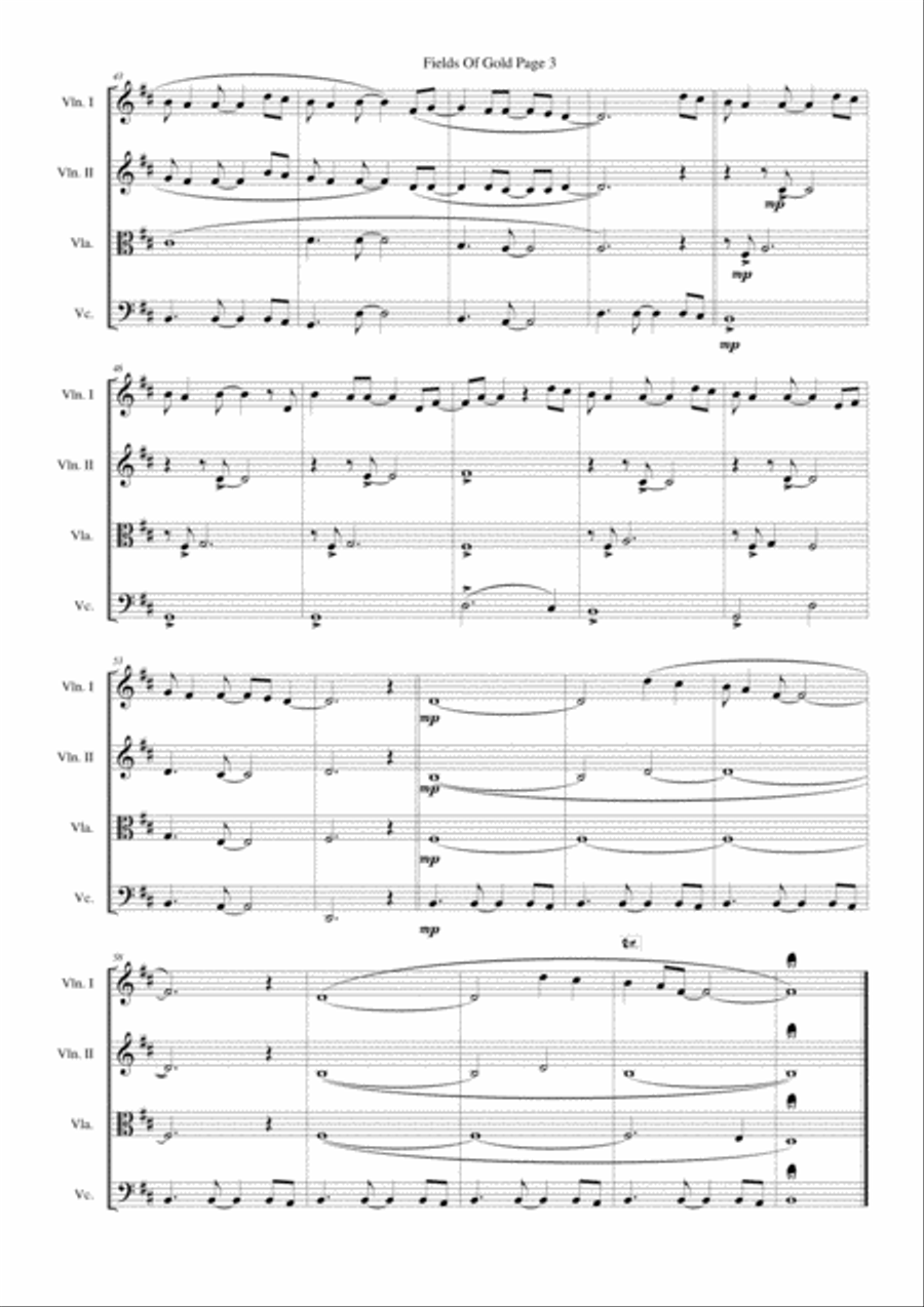 Fields Of Gold String Quartet scores gallery preview page 3