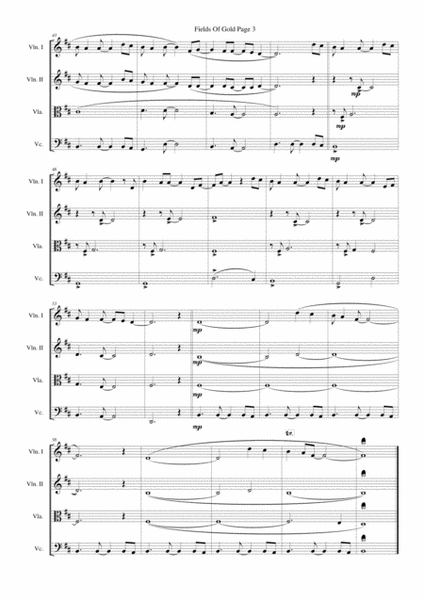 Fields Of Gold by Sting String Quartet - Digital Sheet Music