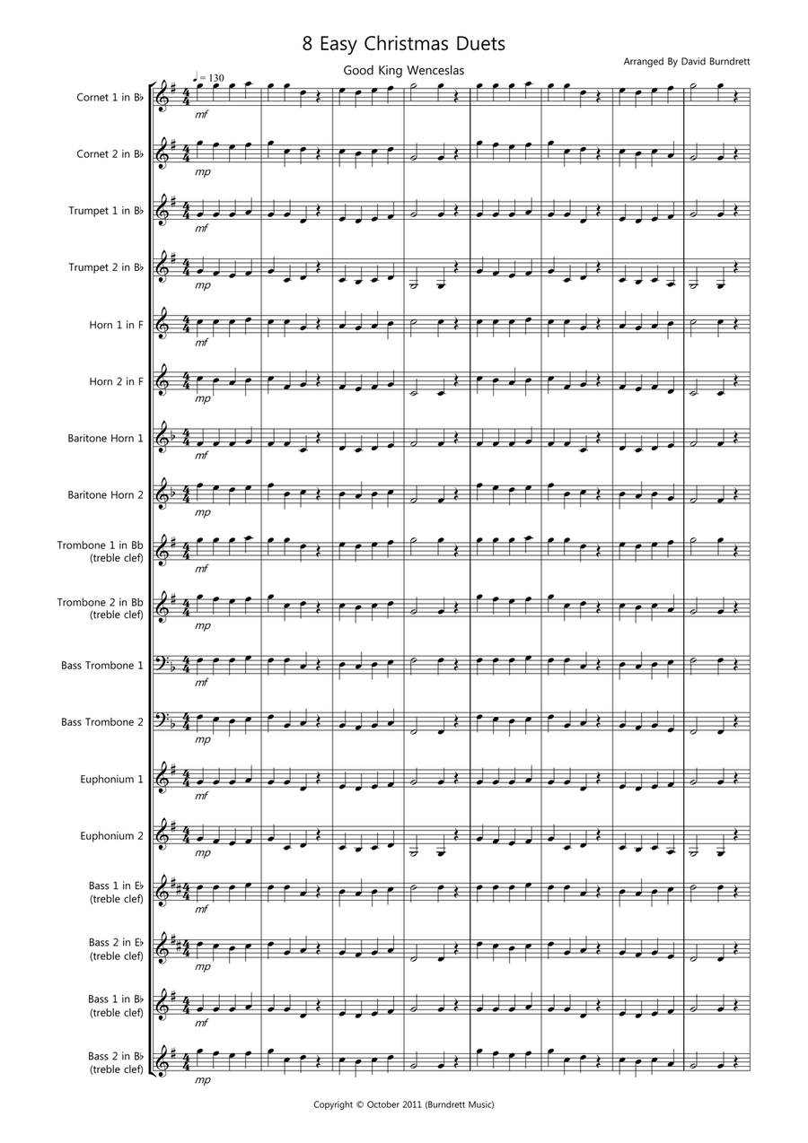 8 Easy Christmas Duets for Mixed Brass Small Ensemble scores gallery preview page 1
