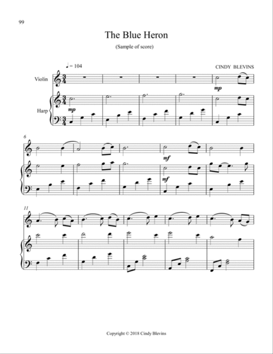 Gentility, 24 original pieces for Harp and Violin String Duet scores gallery preview page 5