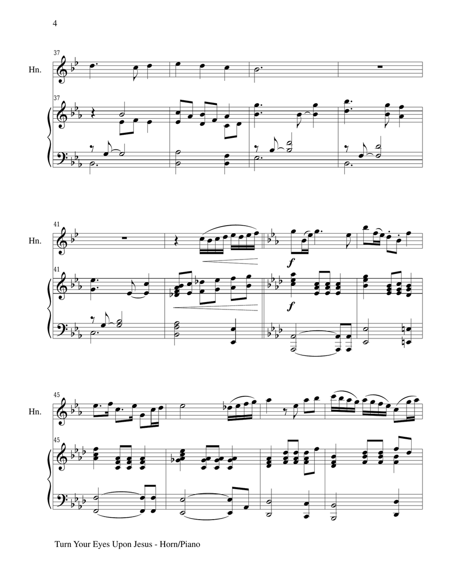 TURN YOUR EYES UPON JESUS (Horn Piano and Horn Part) Piano scores gallery preview page 4