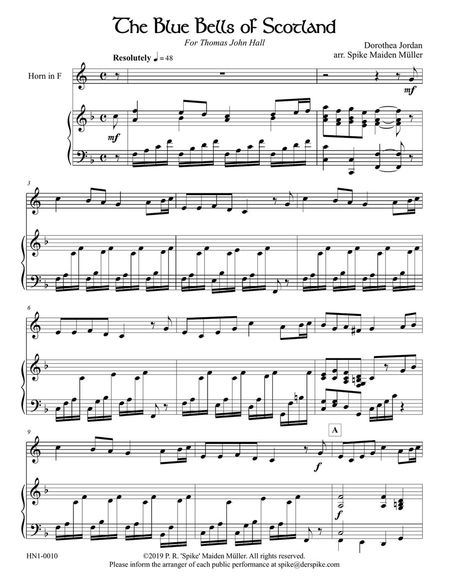The Blue Bells of Scotland Piano scores gallery preview page 1