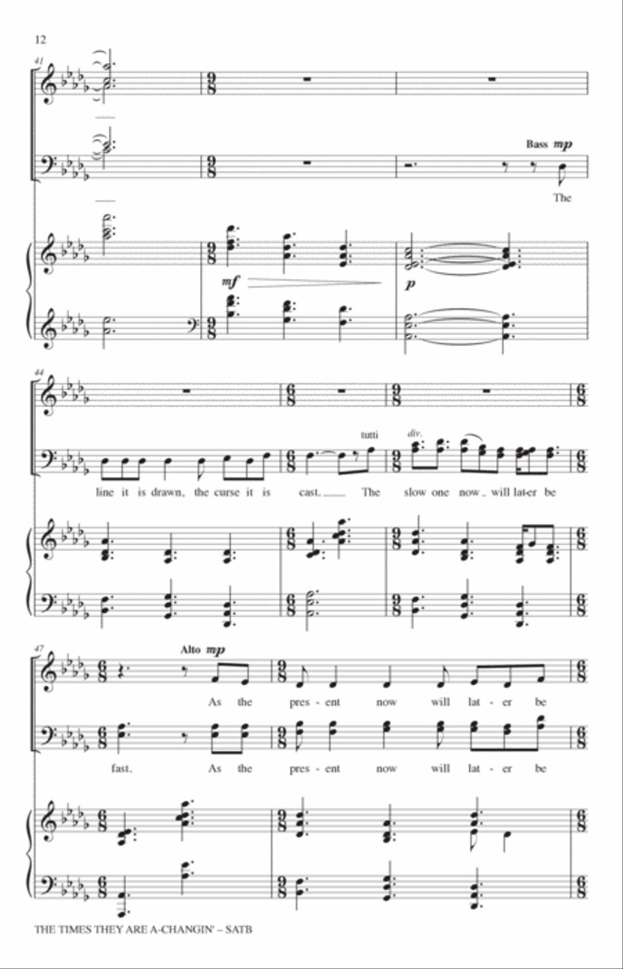 The Times They Are A-Changin' (arr. Adam Podd) 4-Part scores gallery preview page 10