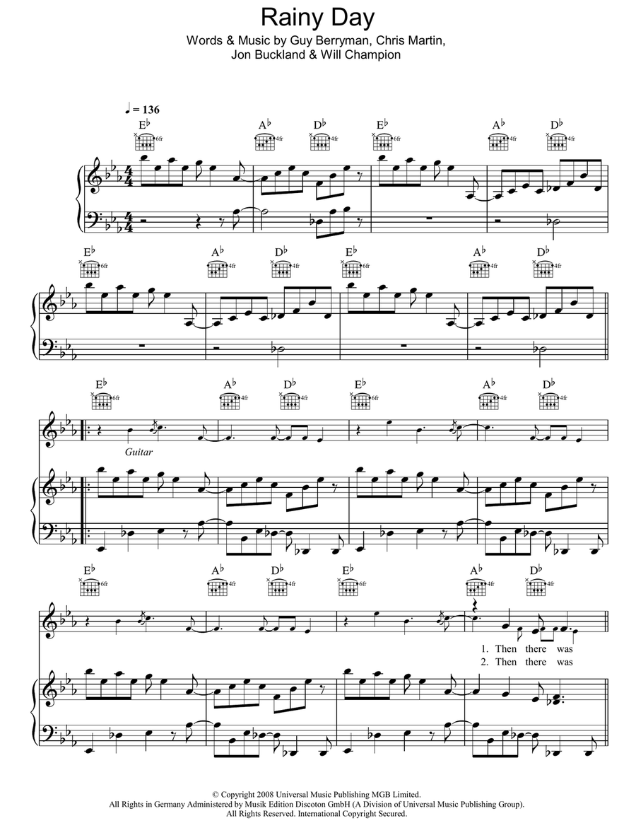 Rainy Day Rainy Day Piano, Vocal, Guitar scores gallery preview page 1