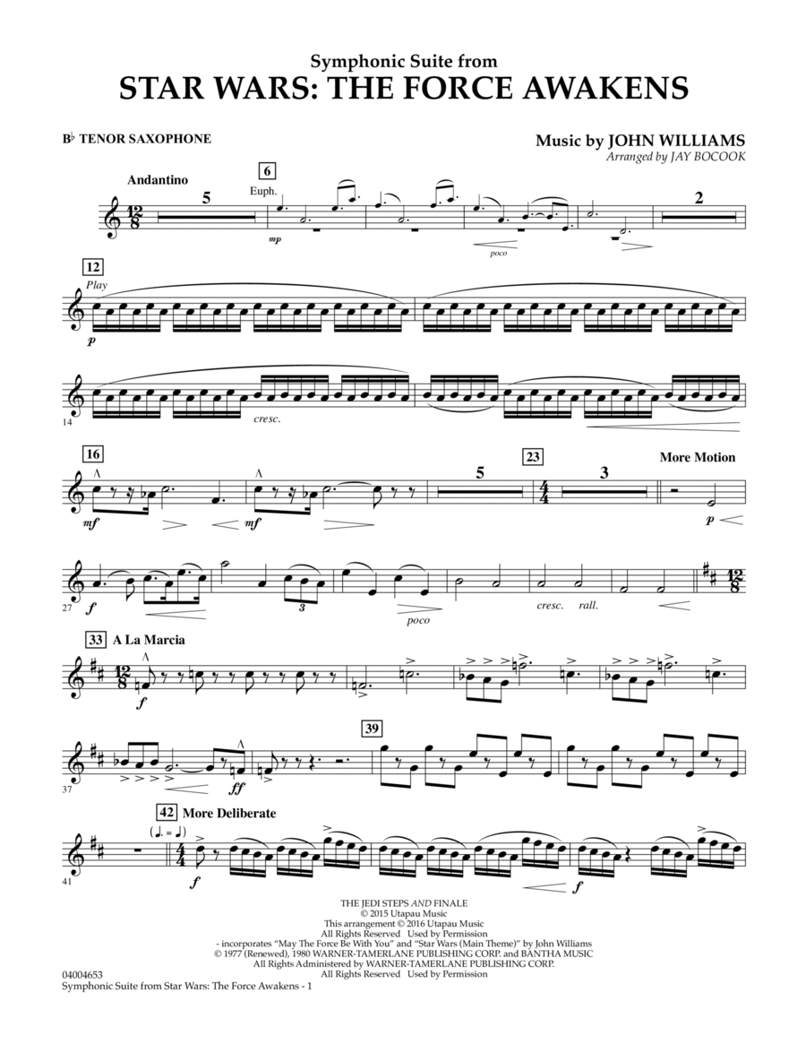 Symphonic Suite from Star Wars The Force Awakens Bb Tenor