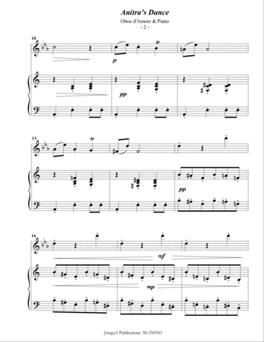 Grieg: Anitra's Dance from Peer Gynt Suite for Oboe d'Amore & Piano Oboe scores gallery preview page 3
