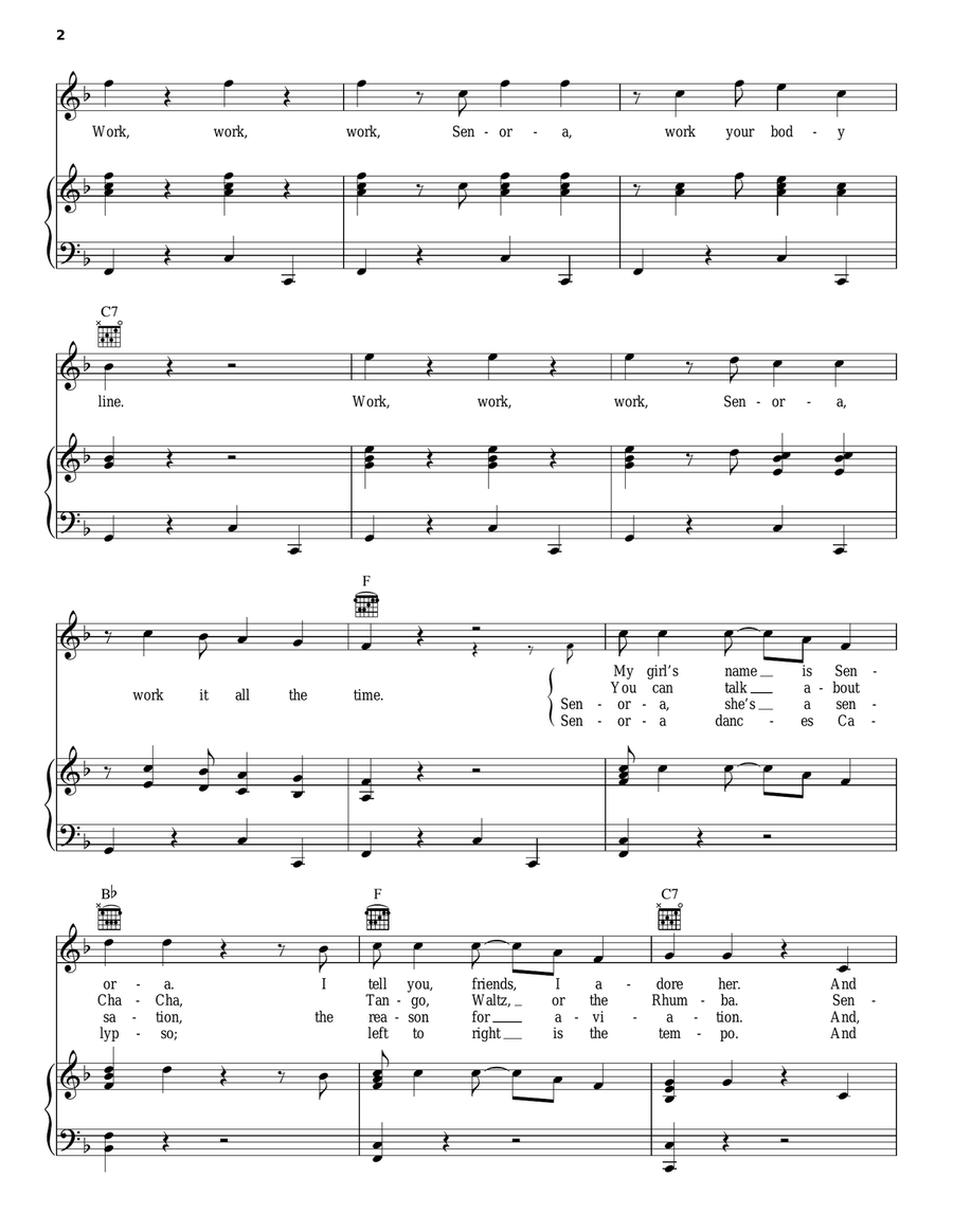 Jump In The Line Piano, Vocal, Guitar scores gallery preview page 2