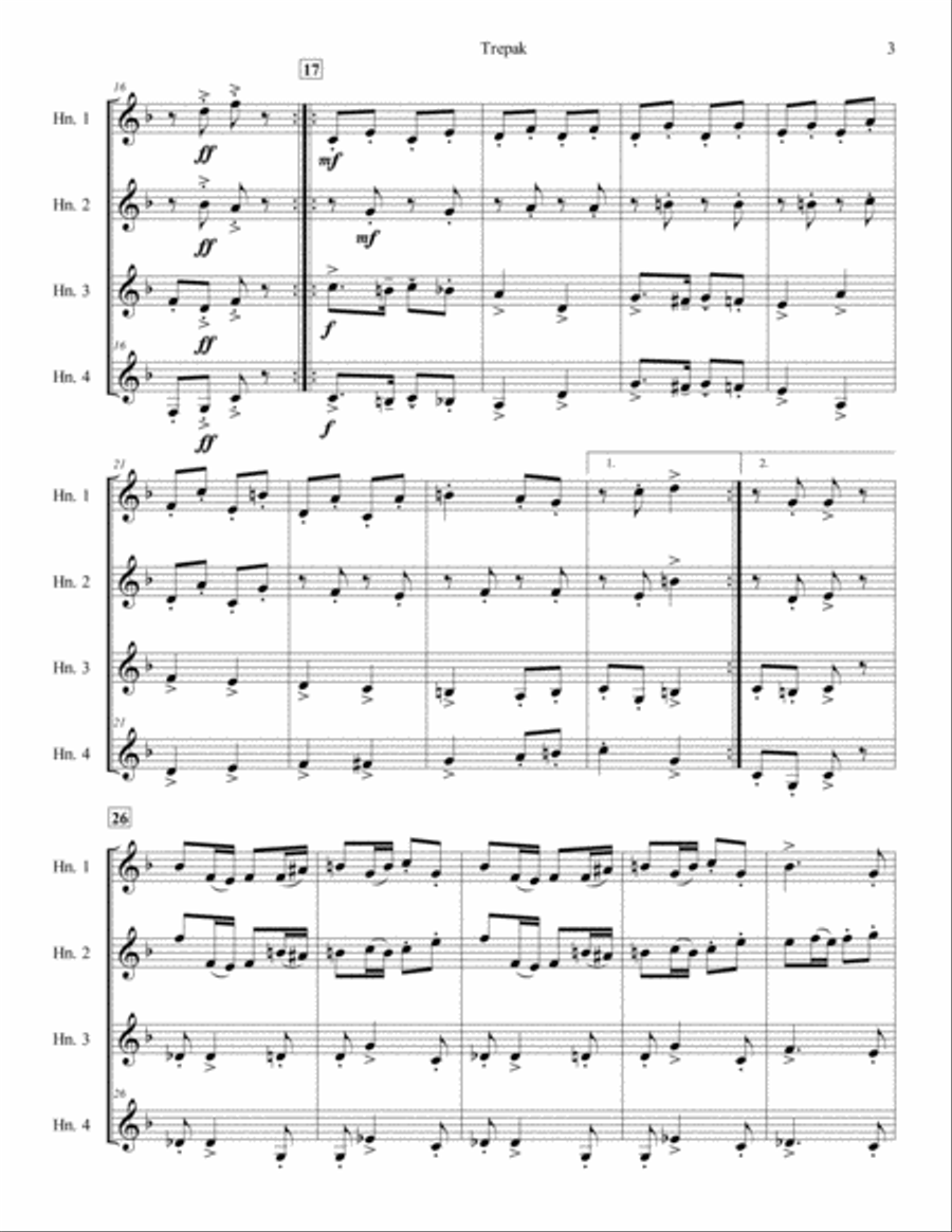 Trepak from The Nutcracker Suite for French Horn Quartet French Horn Quartet scores gallery preview page 3