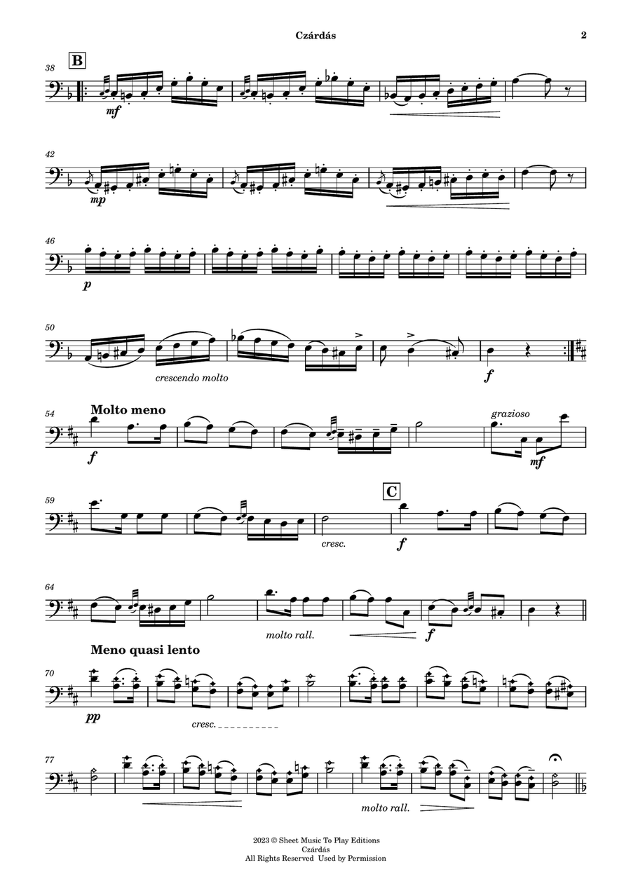 Czardas - Cello and Piano (Individual Parts) Piano scores gallery preview page 2