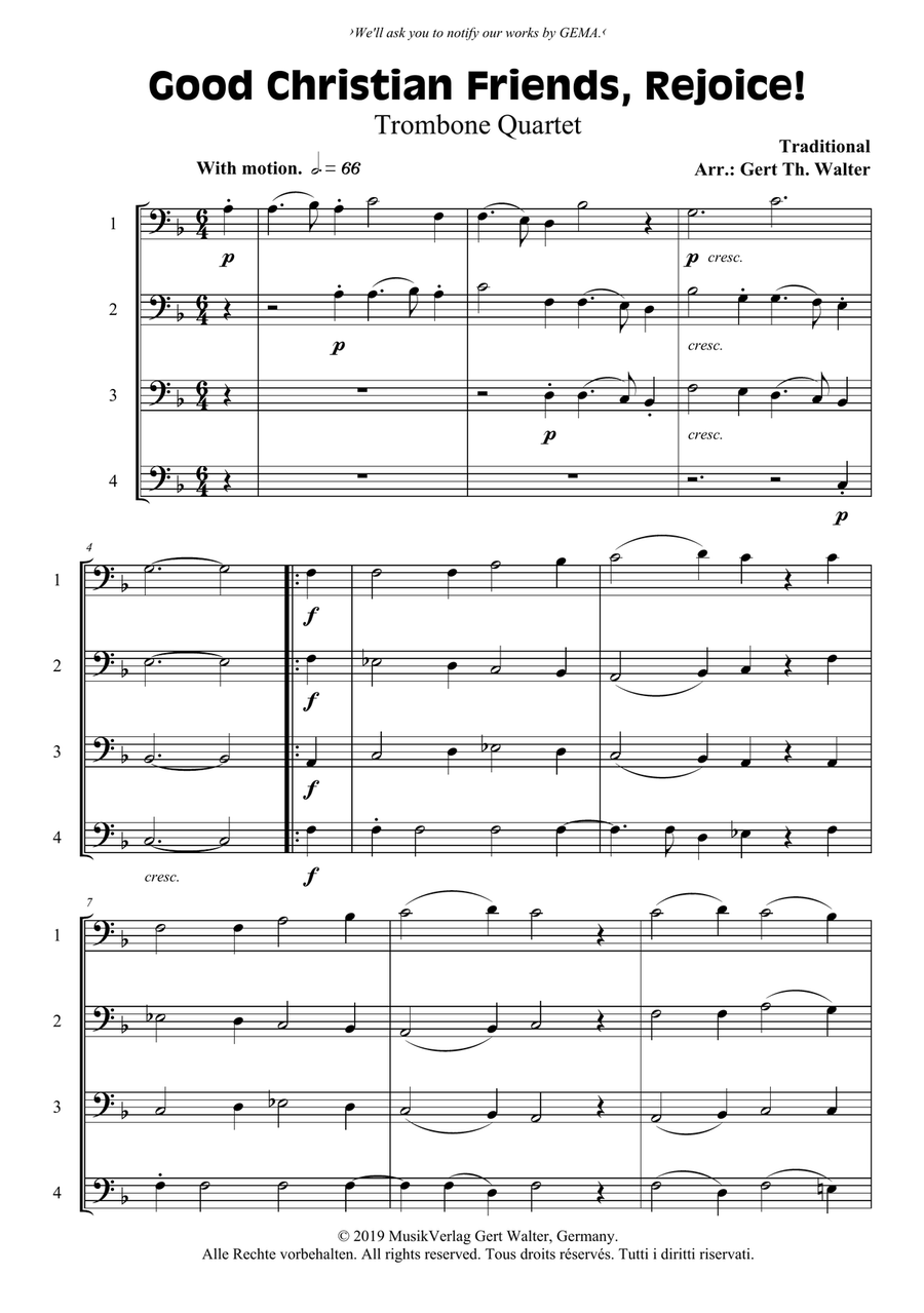 Good Christian Friends, Rejoice! Brass Ensemble scores gallery preview page 1
