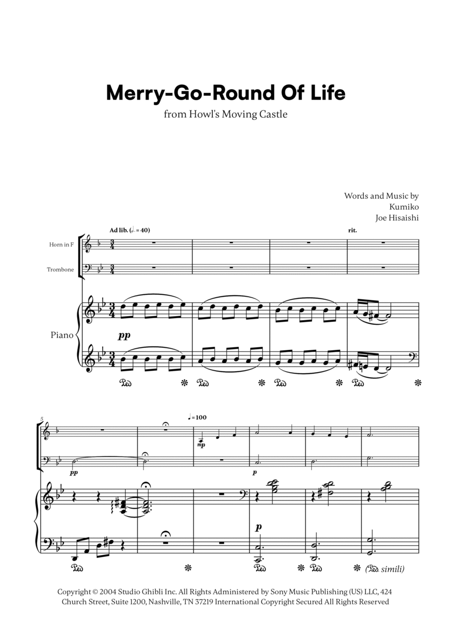 Merry-go-round Of Life Brass Duet scores gallery preview page 1
