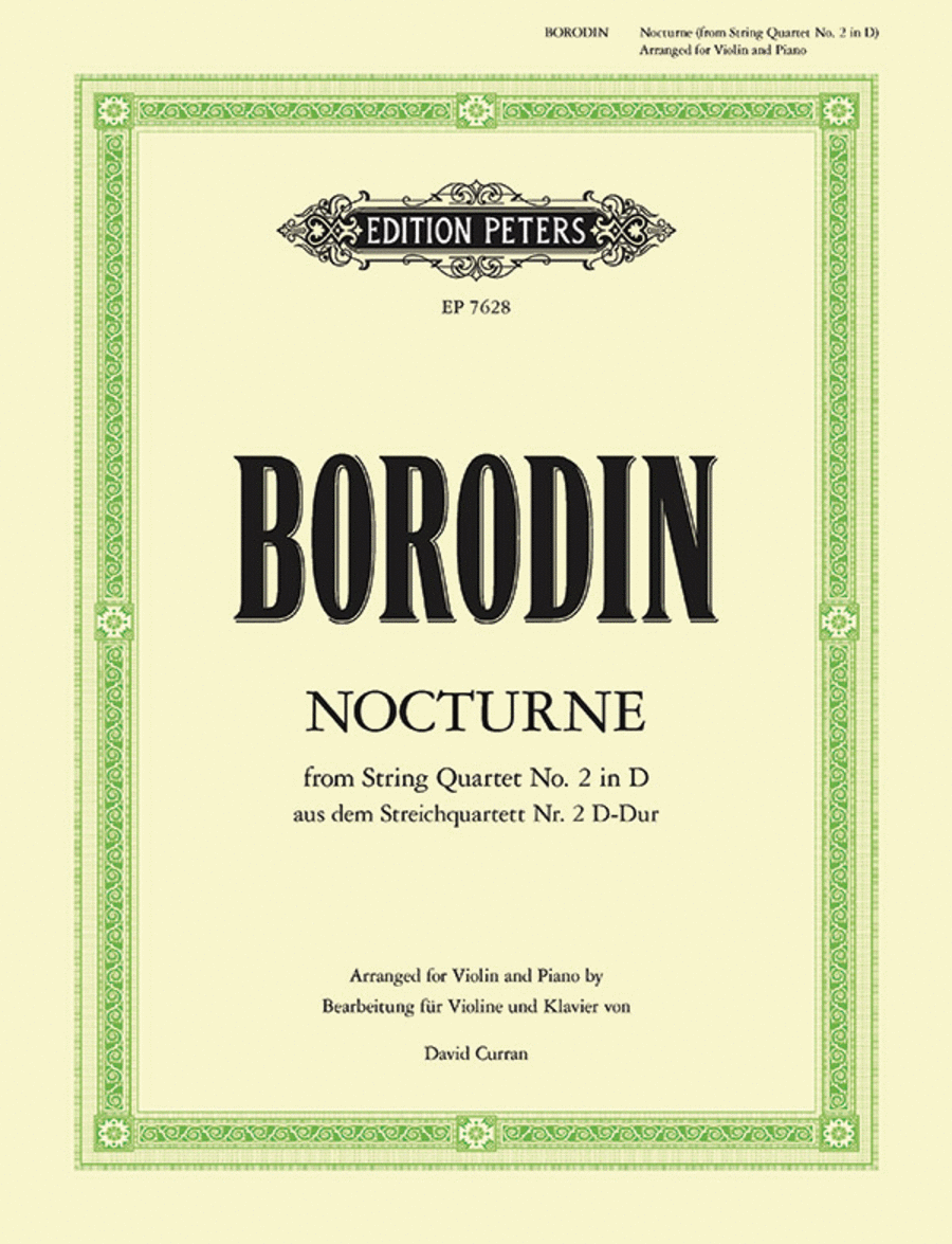 Nocturne from String Quartet No. 2 in D Major - Violin and Piano Violin Solo scores gallery preview page 1
