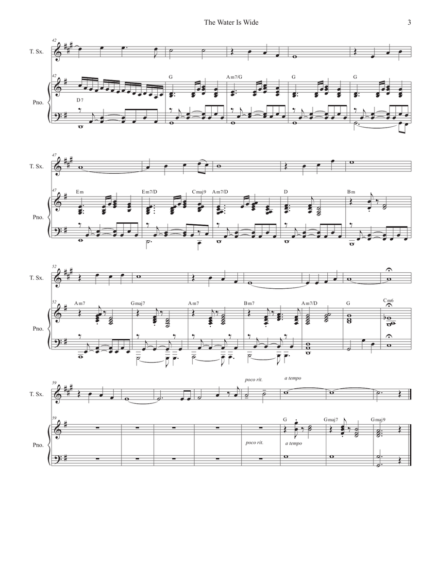 The Water Is Wide (O Waly, Waly) (Tenor Saxophone and Piano) Tenor Saxophone scores gallery preview page 3