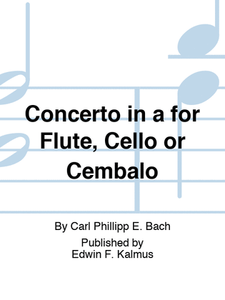 Book cover for Concerto in a for Flute, Cello or Cembalo
