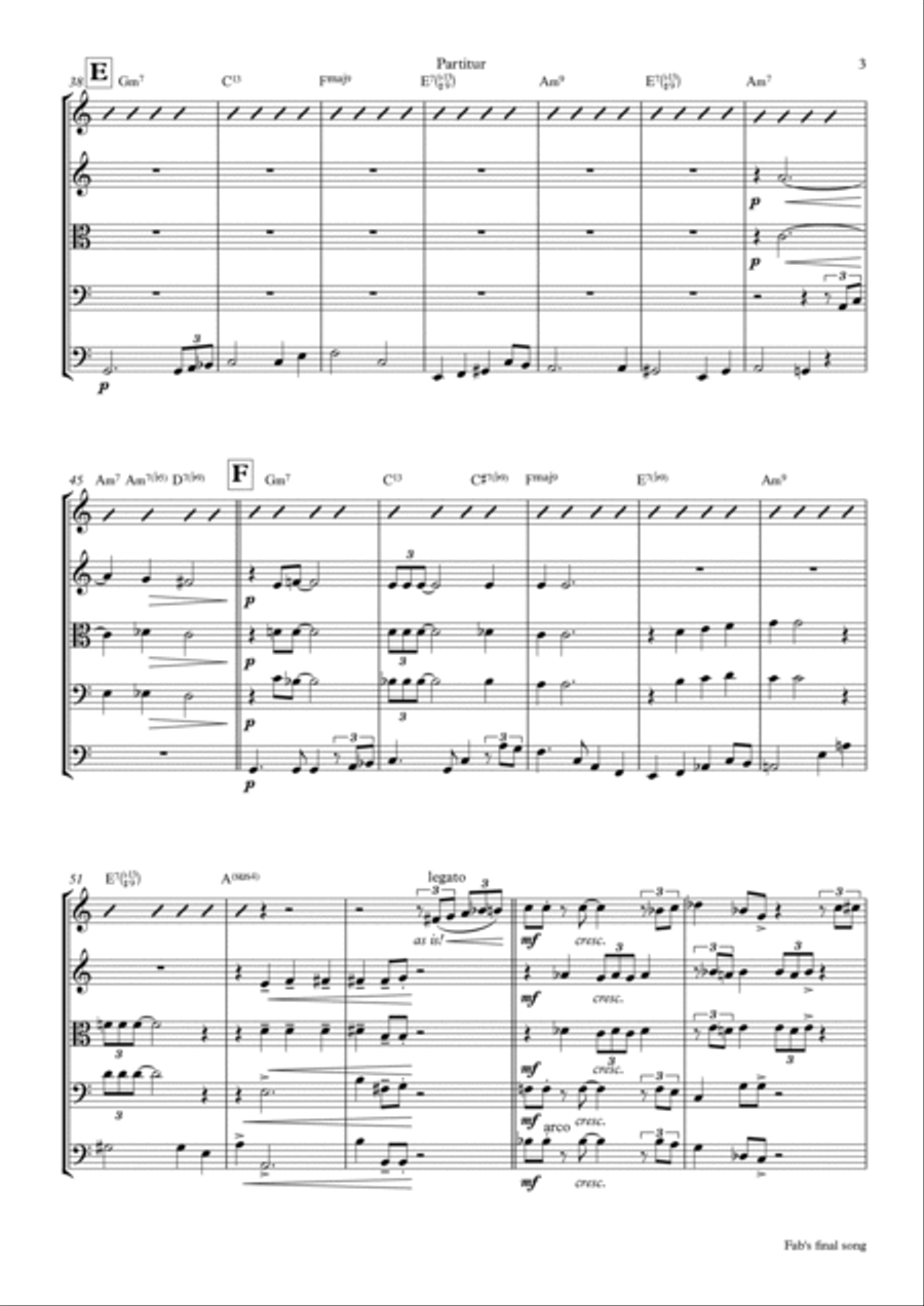 Fabs final song - Ballad - Jazz - String Orchestra String Quartet scores gallery preview page 3