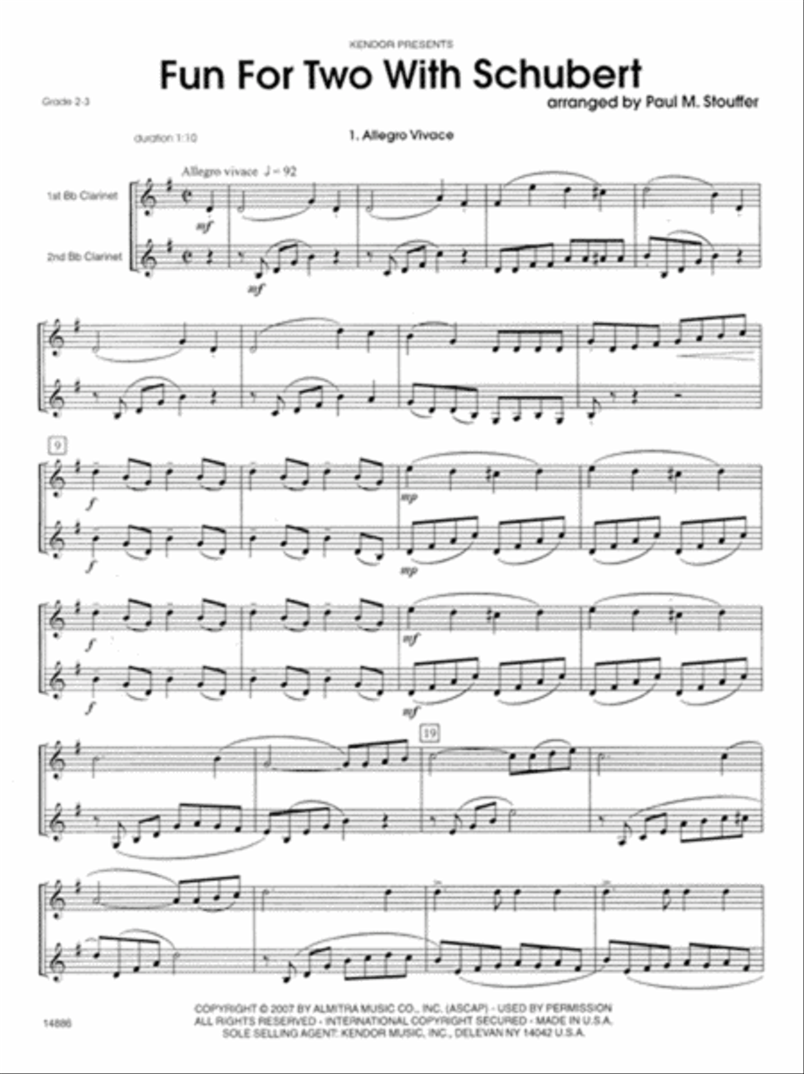 Fun For Two With Schubert Clarinet Duet scores gallery preview page 2