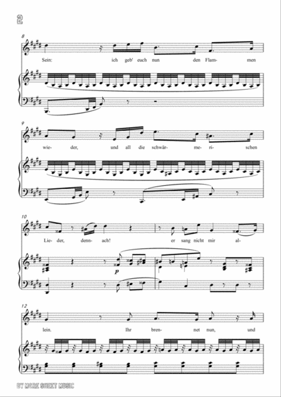 Mozart-Als Luise die Briefe ihres ungetreuen Liebhabers verbrannte in c sharp minor,for Voice and Pi Voice scores gallery preview page 4