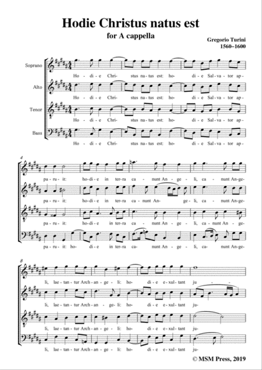 Turini-Hodie Christus natus est,in B Major,for A cappella 3-Part scores gallery preview page 3