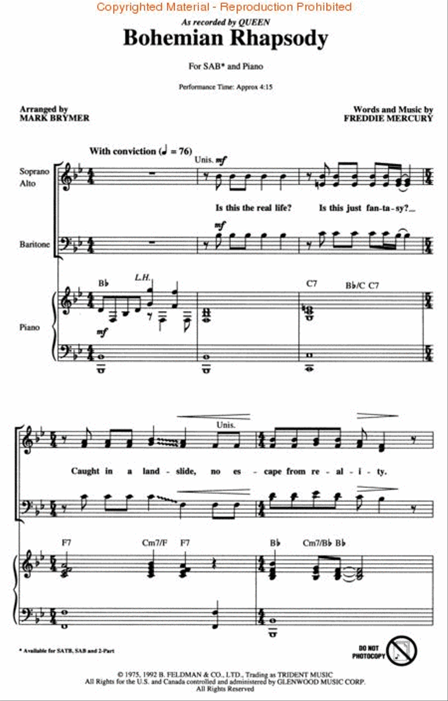 Bohemian Rhapsody Bohemian Rhapsody 3-Part scores gallery preview page 2