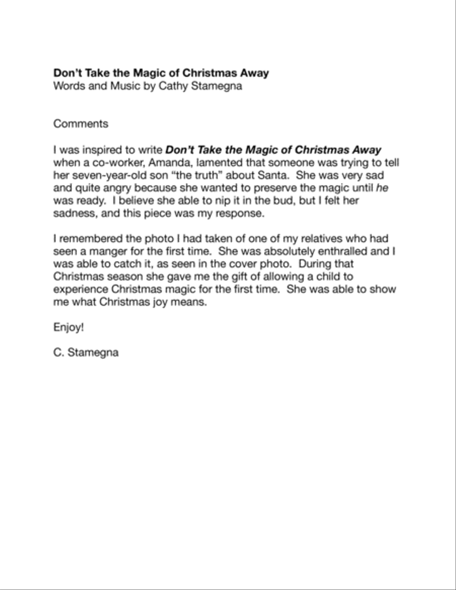 Don't Take the Magic of Christmas Away (Duet for Tenor/Bass Solo, Optional C Instrument, Piano Acc. Bass Voice scores gallery preview page 2