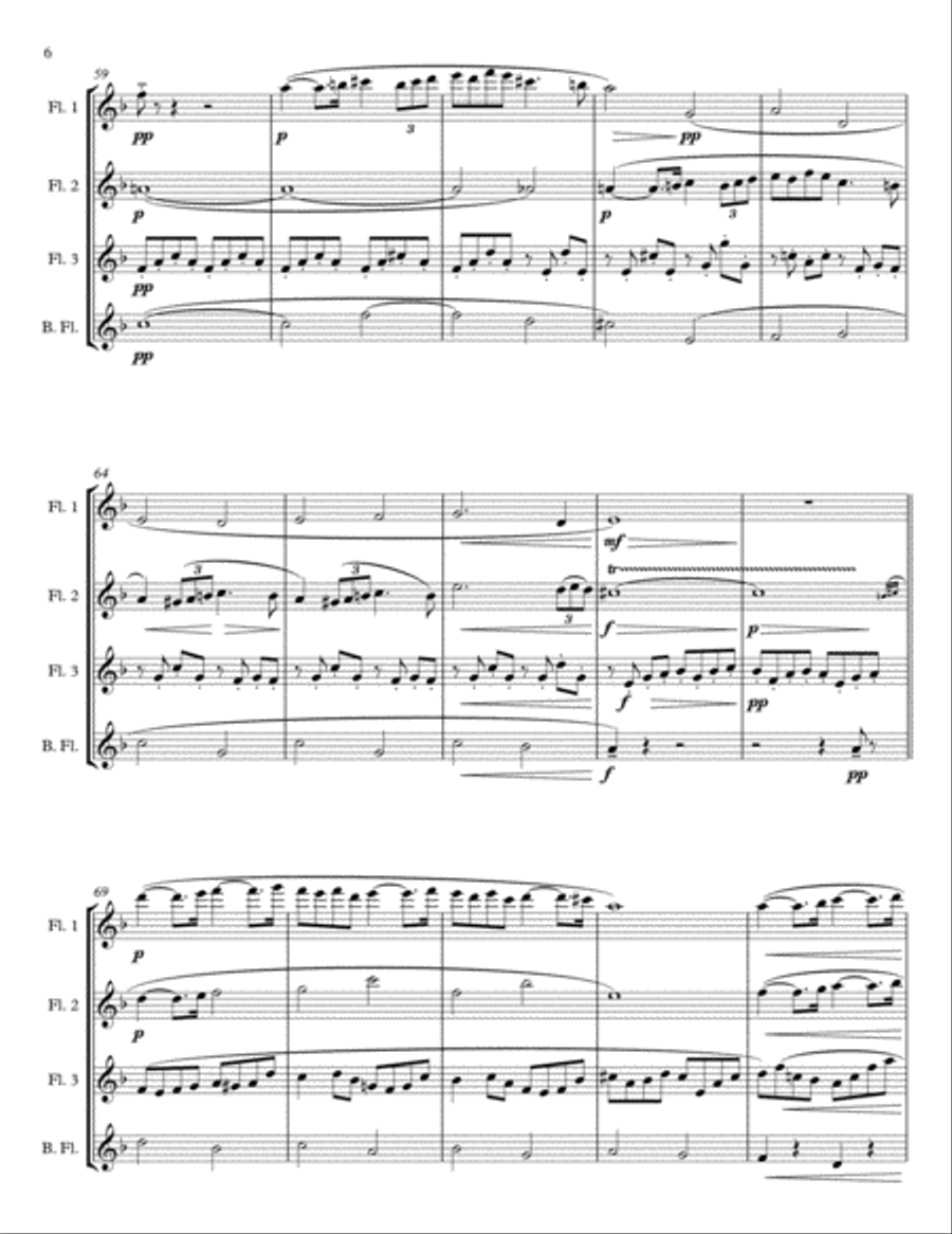 Pavane, Op. 50 for Flute Quartet or Choir Choir scores gallery preview page 6